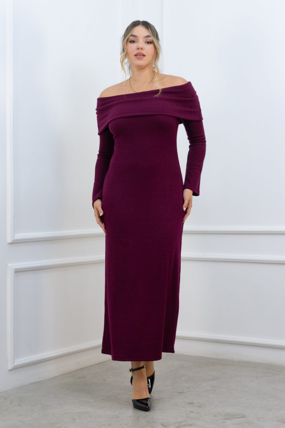 Vestido off shoulder Natali Borgoña: imagen 2