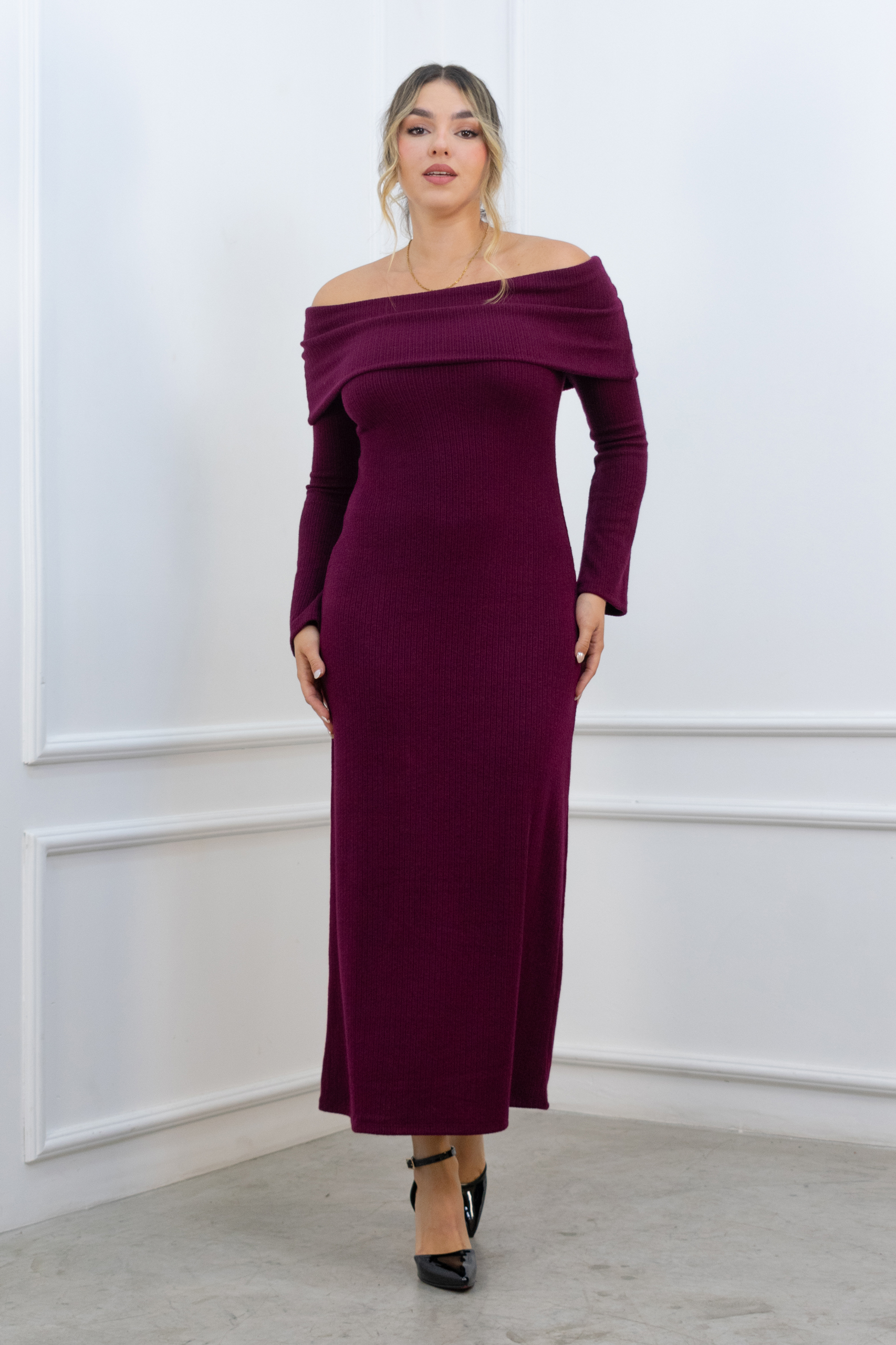 Vestido off shoulder Natali Borgoña: imagen 2