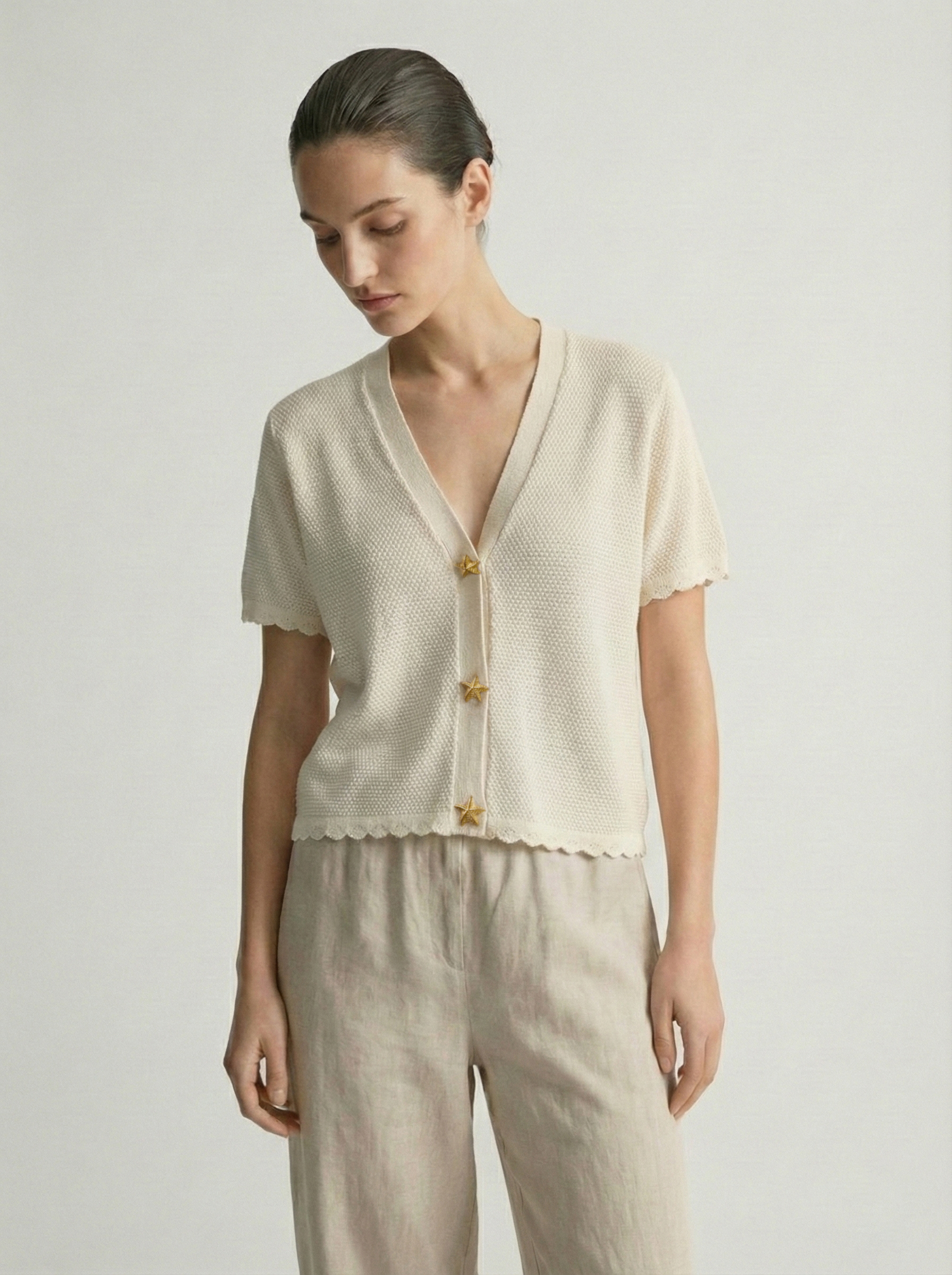 Chompa Tejida Marina Beige: imagen 1