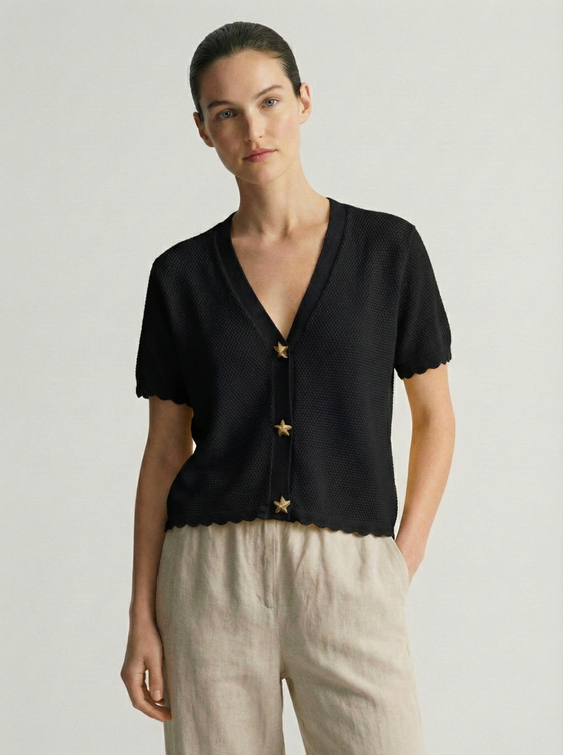 Chompa Tejida Marina Negro: imagen 1