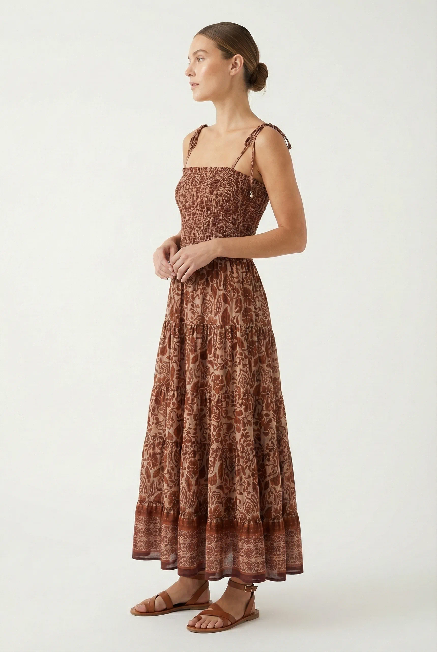 vestido largo tamy marrón