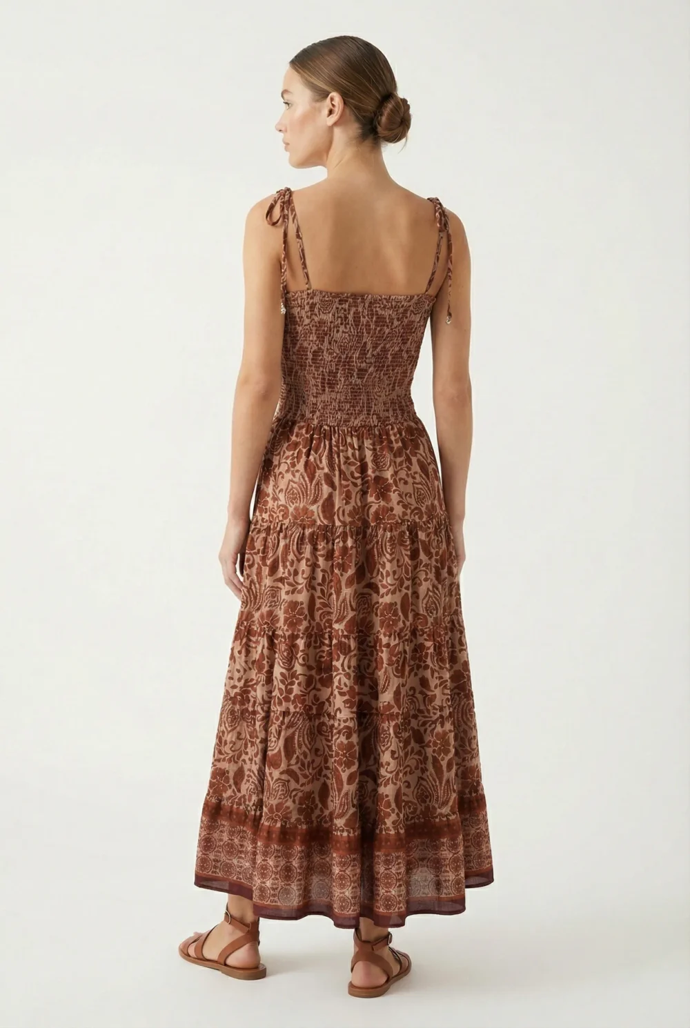 vestido largo tamy marrón