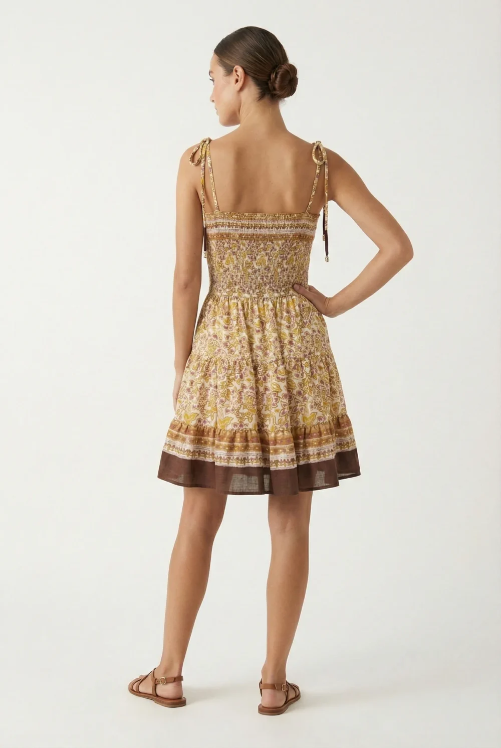 vestido floral corto tina amarillo